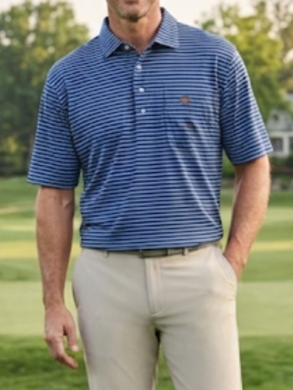PETER MILLAR Polo Striped Golf Polo Shirt 2X